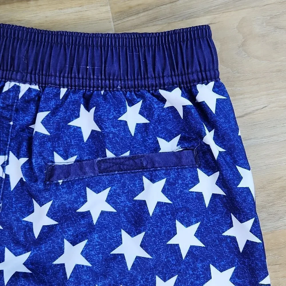 🧡Cat & Jack Red, White, & Blue American Flag Print Swim Trunks Medium
